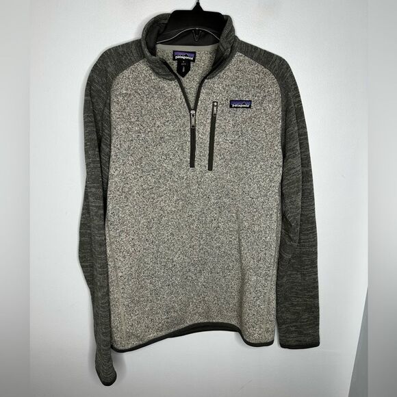 Patagonia Two Tone Gray Fleece Quarter Zip Sweatshirt Men's Medium - Picture 1 of 4